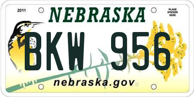 NE license plate BKW956