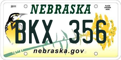 NE license plate BKX356