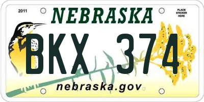NE license plate BKX374