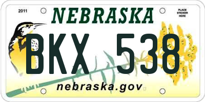 NE license plate BKX538