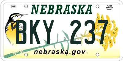 NE license plate BKY237