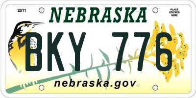 NE license plate BKY776