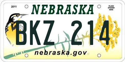 NE license plate BKZ214