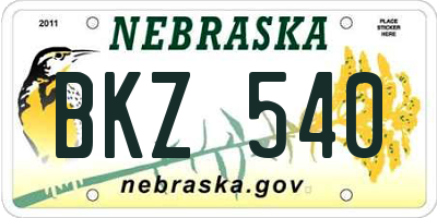 NE license plate BKZ540