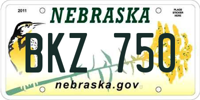 NE license plate BKZ750