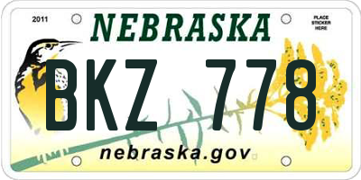 NE license plate BKZ778