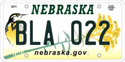 NE license plate BLA022