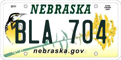 NE license plate BLA704