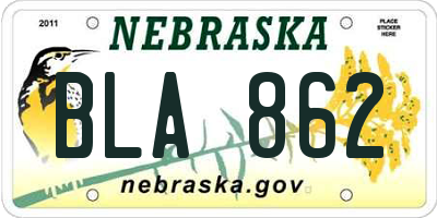 NE license plate BLA862
