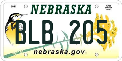 NE license plate BLB205