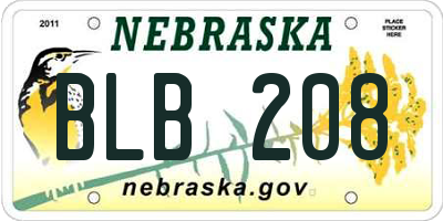 NE license plate BLB208