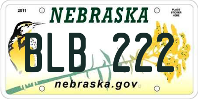 NE license plate BLB222