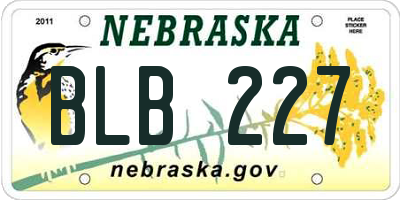 NE license plate BLB227
