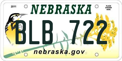 NE license plate BLB722