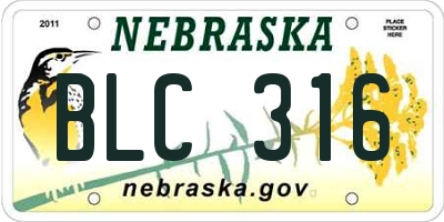 NE license plate BLC316