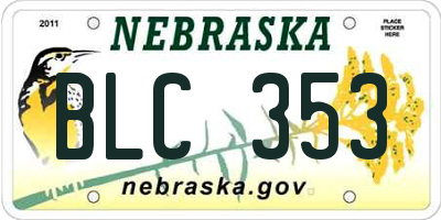 NE license plate BLC353