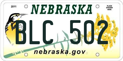 NE license plate BLC502