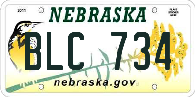NE license plate BLC734