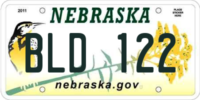 NE license plate BLD122