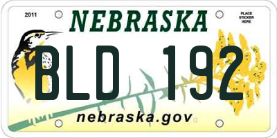 NE license plate BLD192