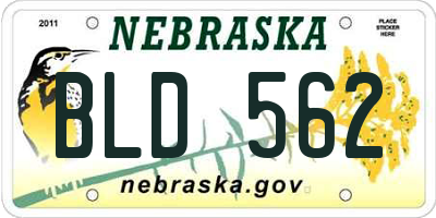 NE license plate BLD562