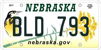 NE license plate BLD793