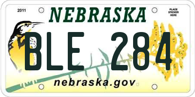 NE license plate BLE284