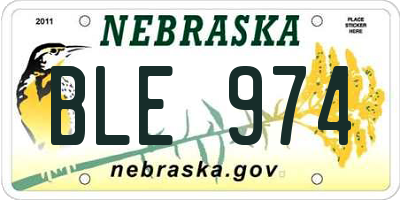 NE license plate BLE974