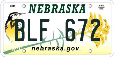 NE license plate BLF672