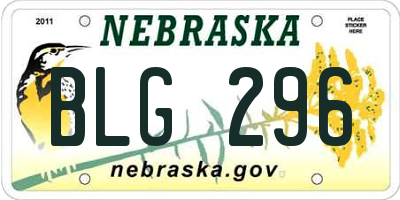 NE license plate BLG296