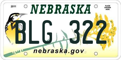 NE license plate BLG322