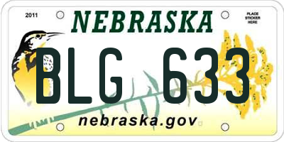 NE license plate BLG633