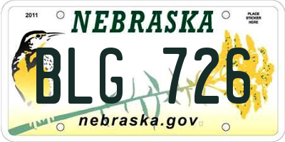 NE license plate BLG726