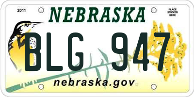NE license plate BLG947