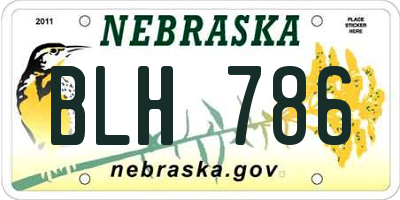 NE license plate BLH786