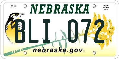 NE license plate BLI072