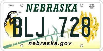 NE license plate BLJ728