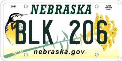 NE license plate BLK206