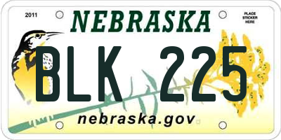 NE license plate BLK225
