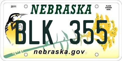 NE license plate BLK355