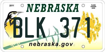 NE license plate BLK371