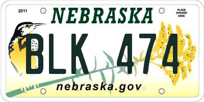 NE license plate BLK474