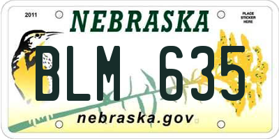 NE license plate BLM635