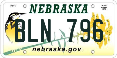 NE license plate BLN796