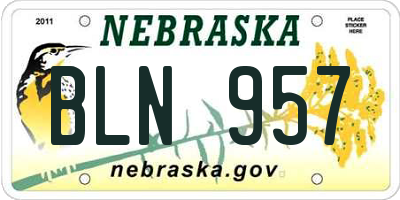 NE license plate BLN957
