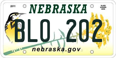 NE license plate BLO202