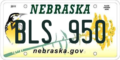 NE license plate BLS950