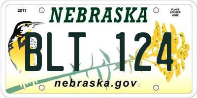 NE license plate BLT124