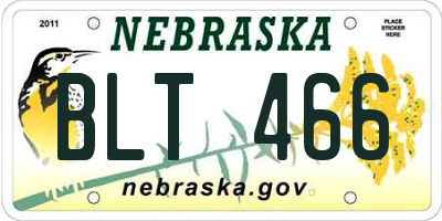 NE license plate BLT466