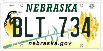 NE license plate BLT734